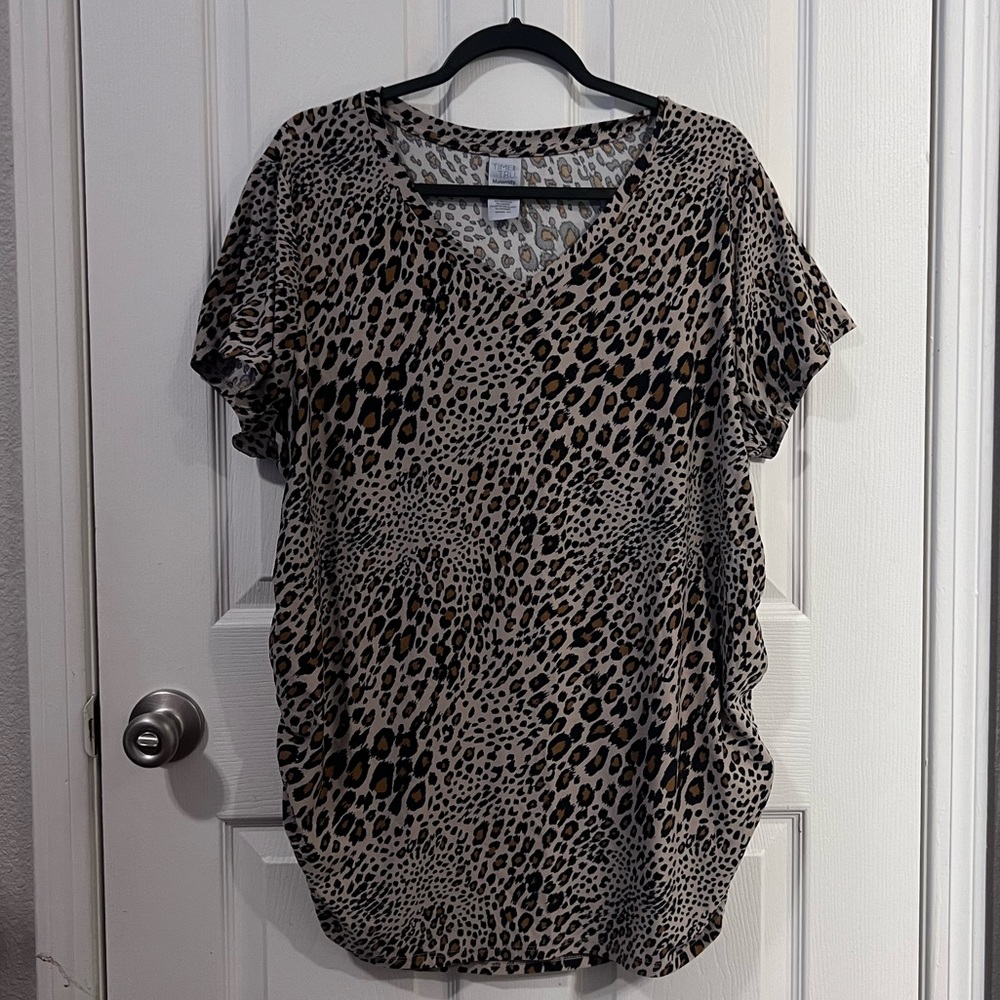 Leopard Cheetah Print Plus Size Maternity Shirt